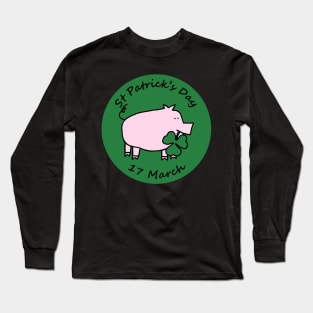 Pig with Shamrock St Patricks Day Long Sleeve T-Shirt